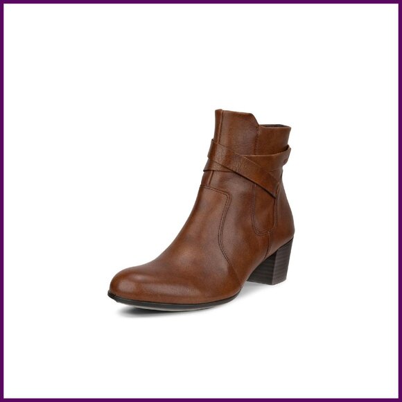 Women's Leather Ankle Boots with Inside Zipper Size 7 Smooth Full-Grain